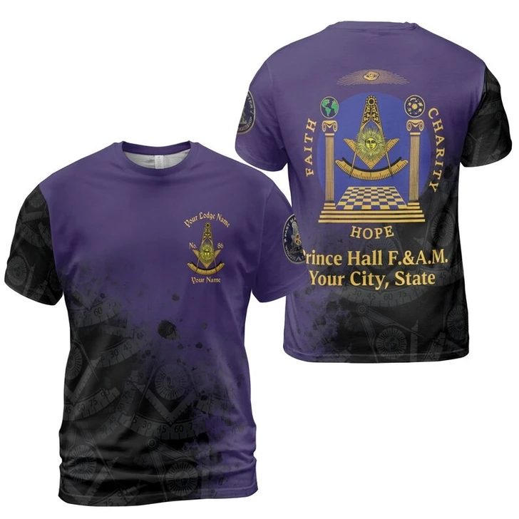 Personalized Name Past Master F&AM PHA Faith Hope Charity Freemason 3D T-shirt Size S-5XL