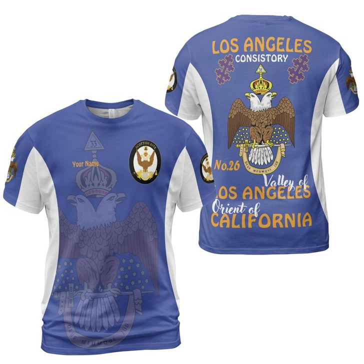 Custom Consistory Name, Number Scottish Rite Eagle Wings 33 Degree Salem Cross Freemasonry 3D T-shirt Size S-5XL