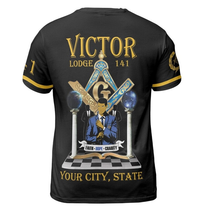 Personalized Lodge Name Faith Hope Charity PHA Prince Hall Affiliation Freemasonry 3D T-shirt Size S-5XL