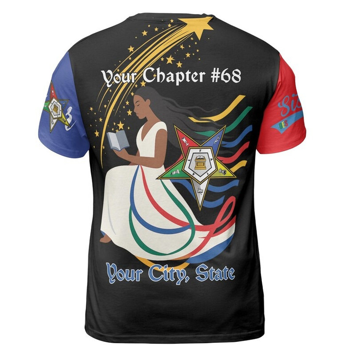 Custom Chapter Name OES Diva Sister Order Of The Eastern Color Block 3D T-shirt Size S-5XL