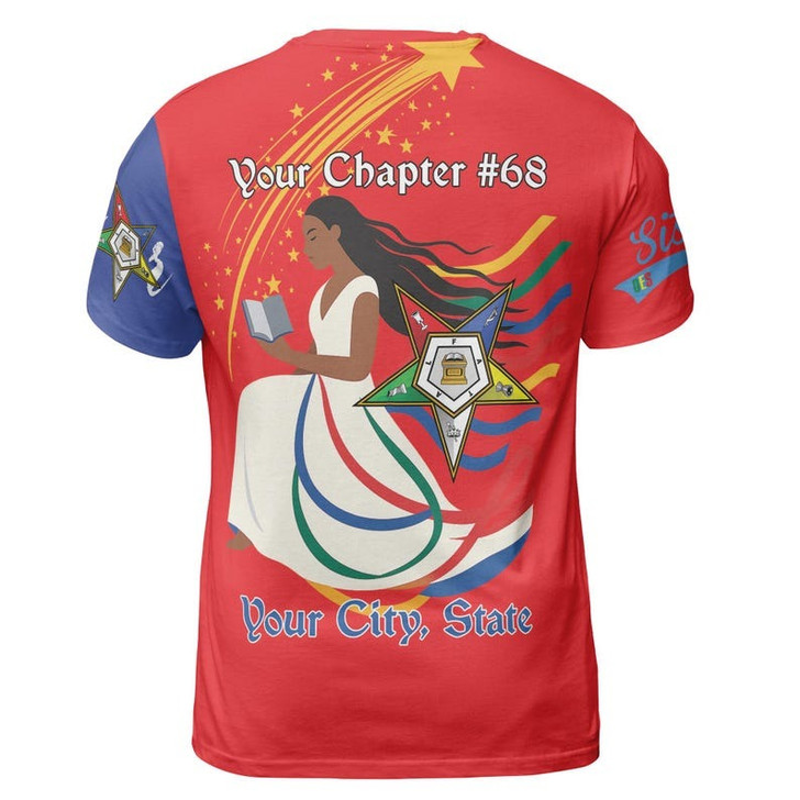Custom Chapter Name OES Diva Sister Order Of The Eastern Color Block 3D T-shirt Size S-5XL