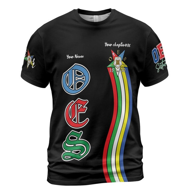 Custom Chapter Name OES Order Of The Eastern Star Destined To Shine Color Block 3D T-shirt Size S-5XL