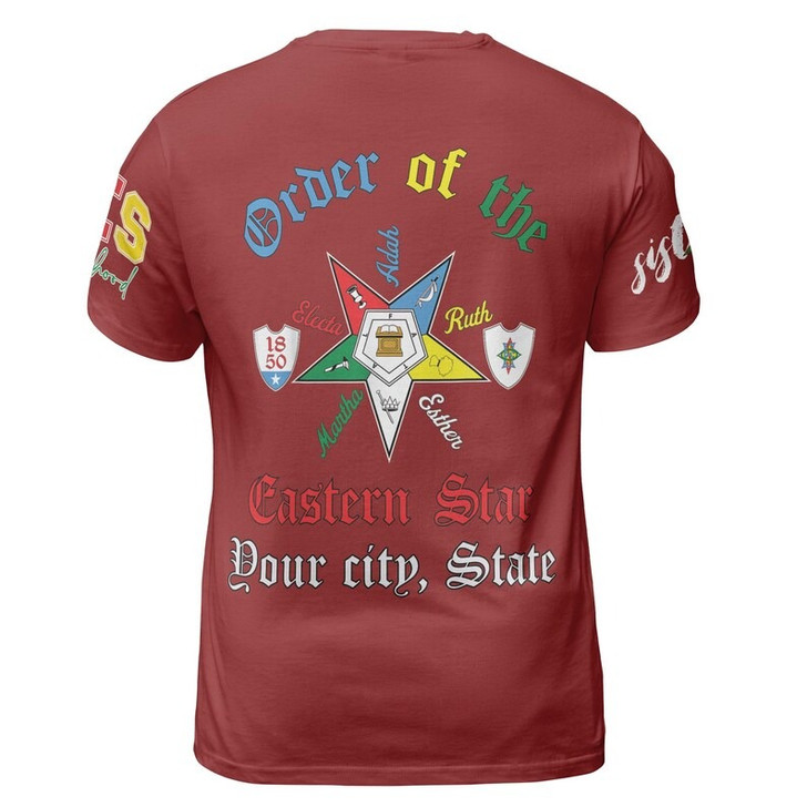 Custom Chapter Name OES Order Of The Eastern Star Destined To Shine Color Block 3D T-shirt Size S-5XL