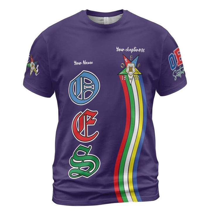 Custom Chapter Name OES Order Of The Eastern Star Destined To Shine Color Block 3D T-shirt Size S-5XL