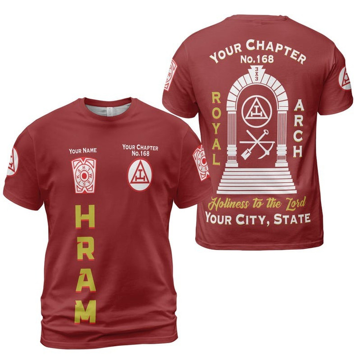 Custom Chapter Name Holy Royal Arch Masonic Keystone York Rite Freemasonry 3D T-shirt Size S-5XL