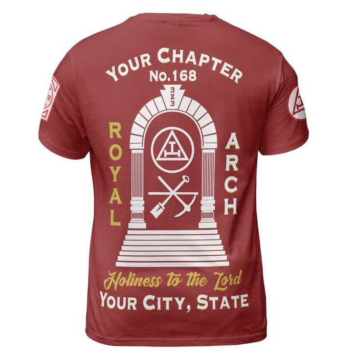 Custom Chapter Name Holy Royal Arch Masonic Keystone York Rite Freemasonry 3D T-shirt Size S-5XL