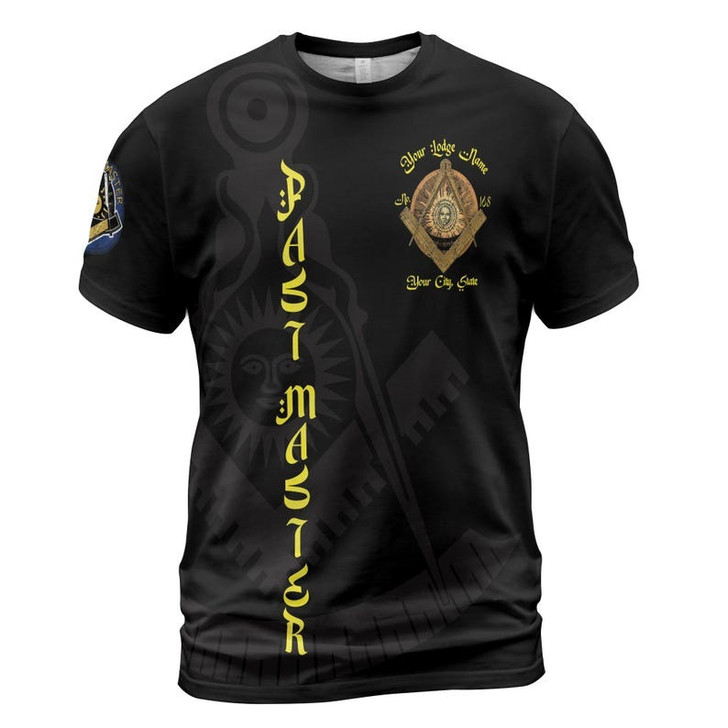 Custom Lodge Name Number Masonic Past Master Sun Freemasonry 3D T-shirt Size S-5XL
