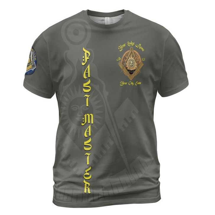 Custom Lodge Name Number Masonic Past Master Sun Freemasonry 3D T-shirt Size S-5XL