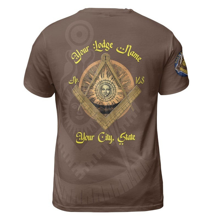 Custom Lodge Name Number Masonic Past Master Sun Freemasonry 3D T-shirt Size S-5XL