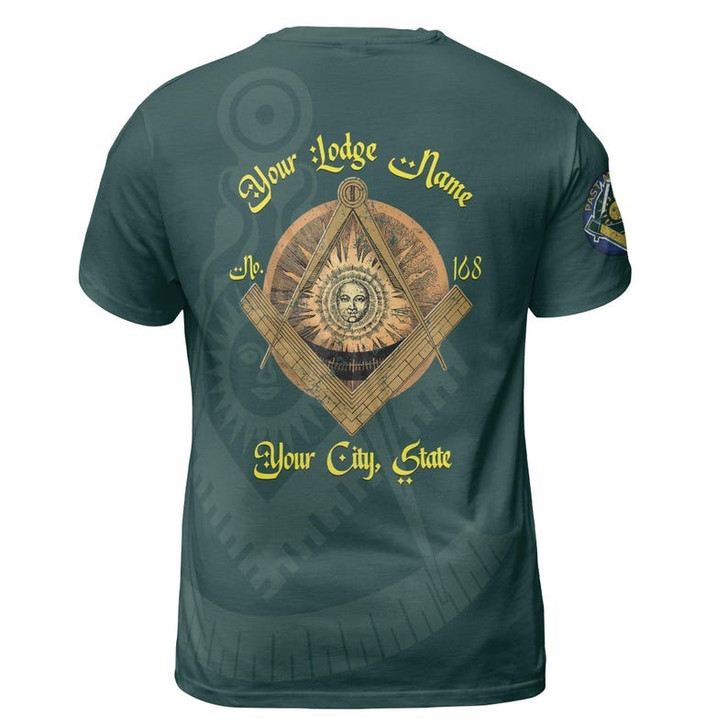Custom Lodge Name Number Masonic Past Master Sun Freemasonry 3D T-shirt Size S-5XL