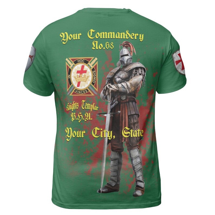 Customize Commandery Name Masonic Knights Templar Freemason 3D T-shirt Size S-5XL