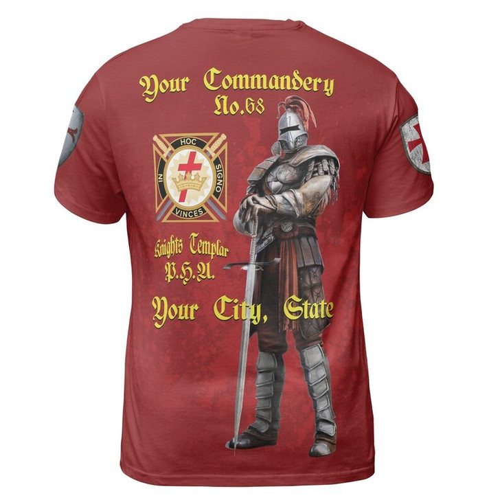 Customize Commandery Name Masonic Knights Templar Freemason 3D T-shirt Size S-5XL
