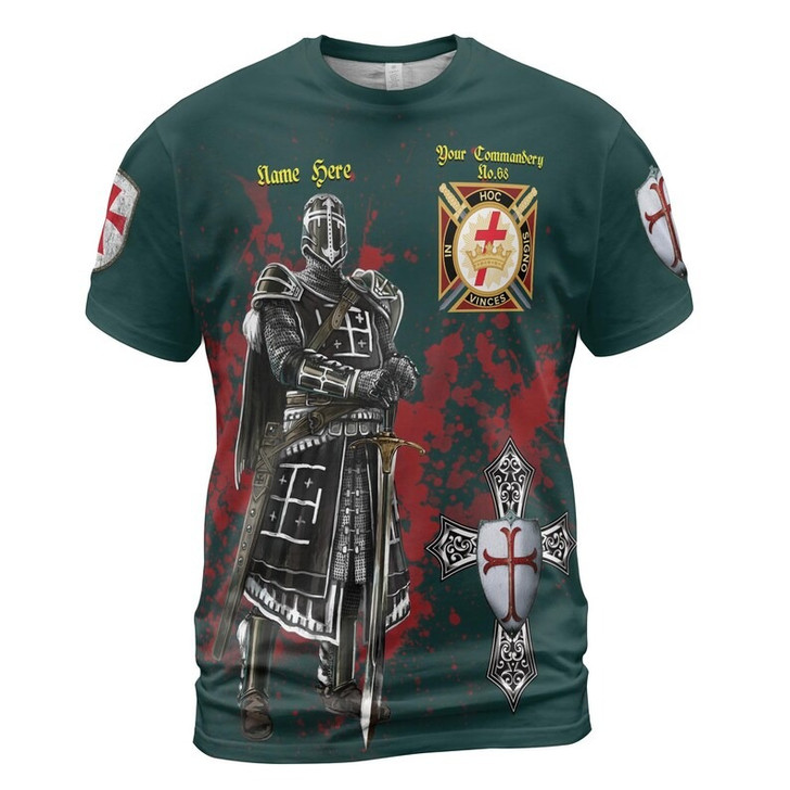 Customize Commandery Name Masonic Knights Templar Freemason 3D T-shirt Size S-5XL