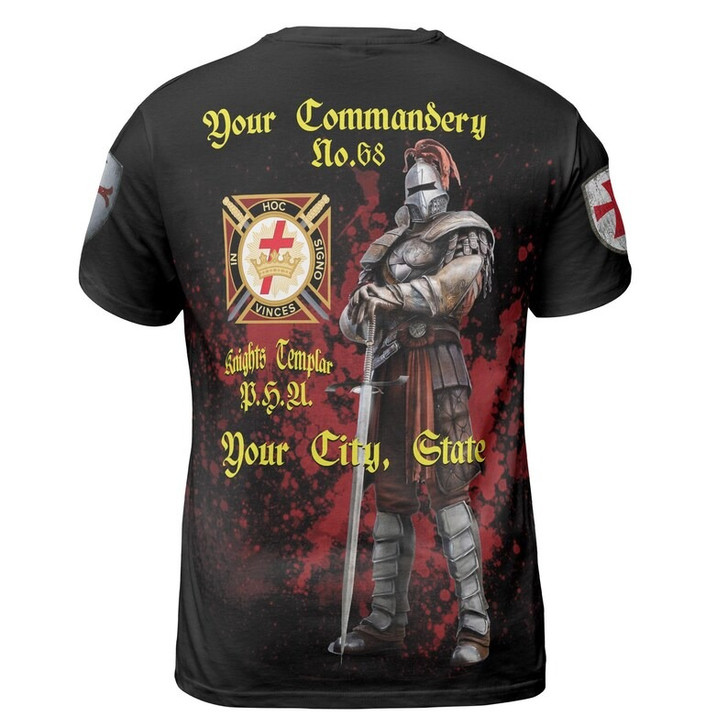 Customize Commandery Name Masonic Knights Templar Freemason 3D T-shirt Size S-5XL