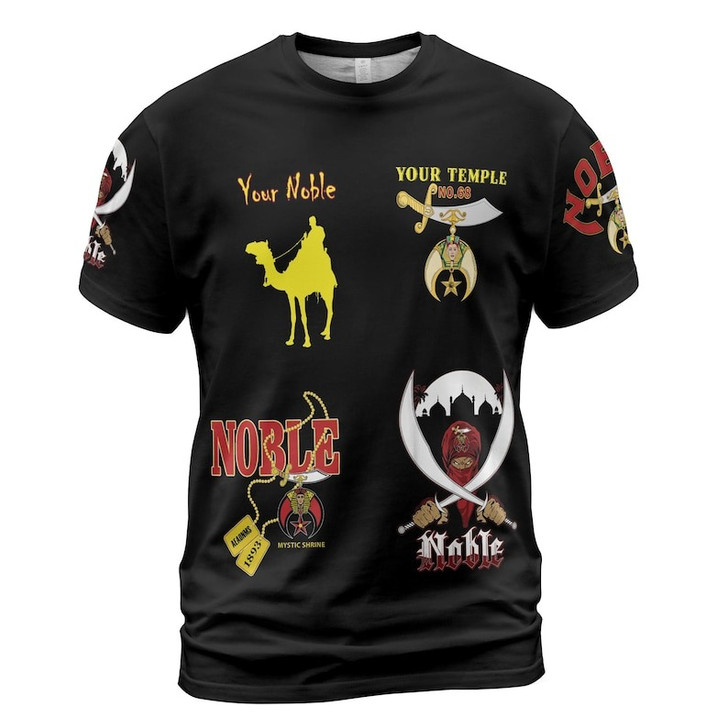 Personalized Temple Name Nobles Mystic Shrine AEAONMS Desert Pyramid Freemasonry 3D T-shirt Size S-5XL