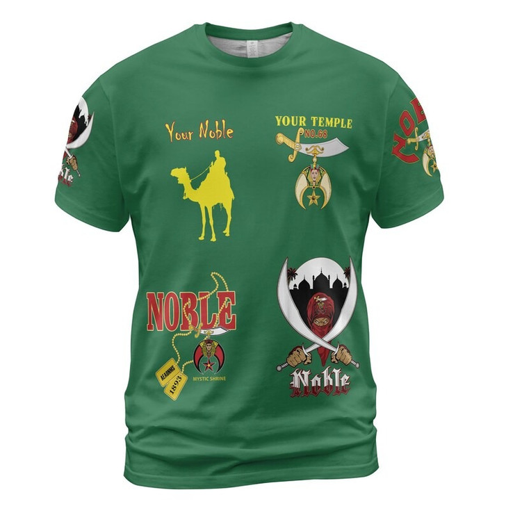 Personalized Temple Name Nobles Mystic Shrine AEAONMS Desert Pyramid Freemasonry 3D T-shirt Size S-5XL