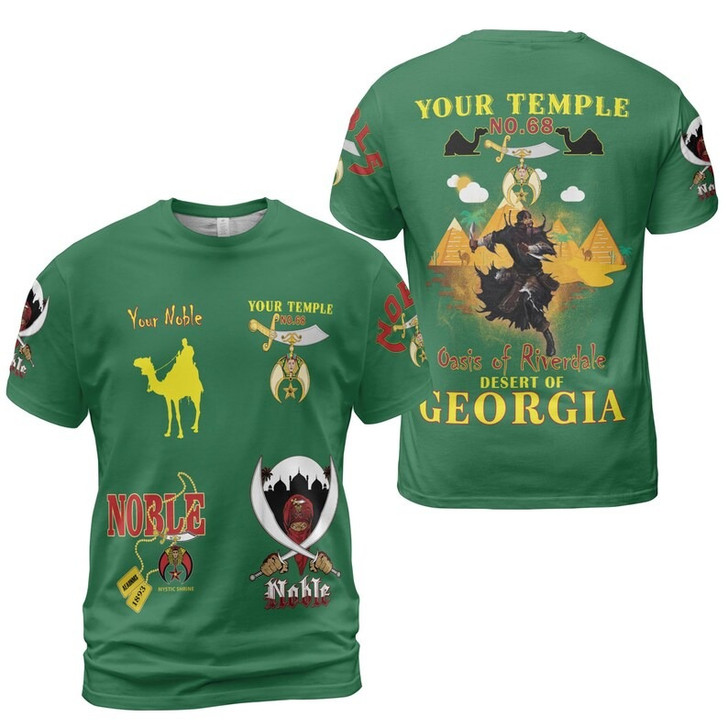 Personalized Temple Name Nobles Mystic Shrine AEAONMS Desert Pyramid Freemasonry 3D T-shirt Size S-5XL