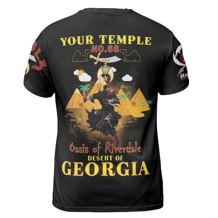 Personalized Temple Name Nobles Mystic Shrine AEAONMS Desert Pyramid Freemasonry 3D T-shirt Size S-5XL