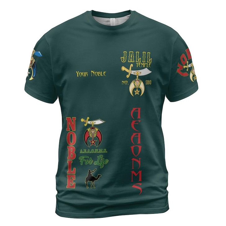 Custom Temple Name Nobles Mystic Shrine AEAONMS Warrior Freemasonry 3D T-shirt Size S-5XL