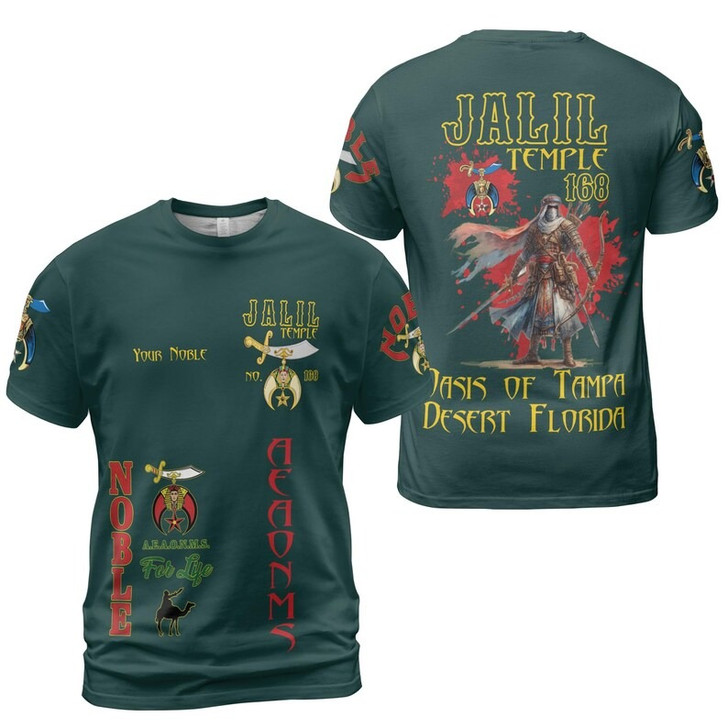 Custom Temple Name Nobles Mystic Shrine AEAONMS Warrior Freemasonry 3D T-shirt Size S-5XL