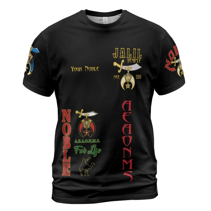 Custom Temple Name Nobles Mystic Shrine AEAONMS Warrior Freemasonry 3D T-shirt Size S-5XL