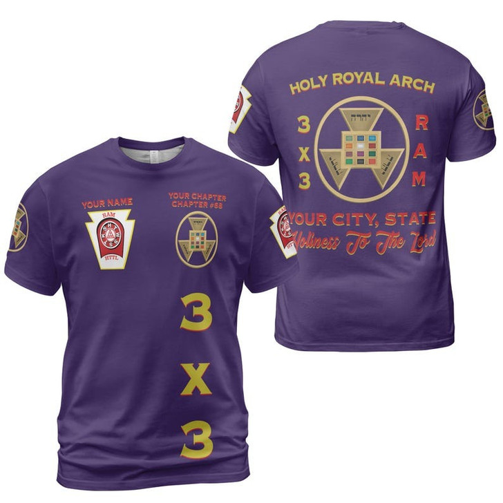 Custom Name Holy Royal Arch Masonry York Rite Masonic 3D T-shirt Size S-5XL