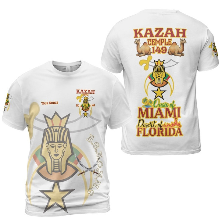 Personalized Temple Name NOBLE of the Mystic Shrine AEAONMS Freemasonry 3D T-shirt Size S-5XL