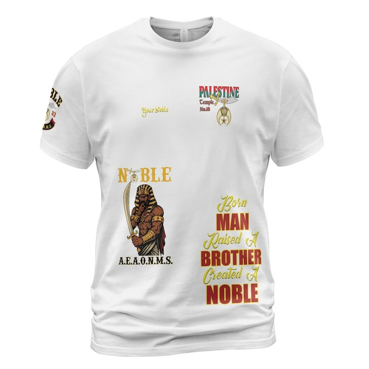 Custom Temple Name Nobles 1983 AEAONMS Warrior Sons Of The Desert Shriners Prince Hall 3D T-shirt Size S-5XL