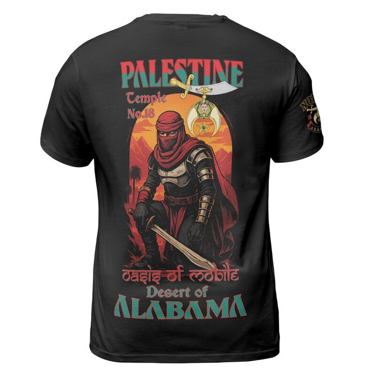 Custom Temple Name Nobles 1983 AEAONMS Warrior Sons Of The Desert Shriners Prince Hall 3D T-shirt Size S-5XL