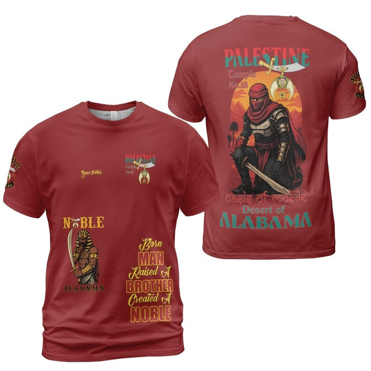 Custom Temple Name Nobles 1983 AEAONMS Warrior Sons Of The Desert Shriners Prince Hall 3D T-shirt Size S-5XL