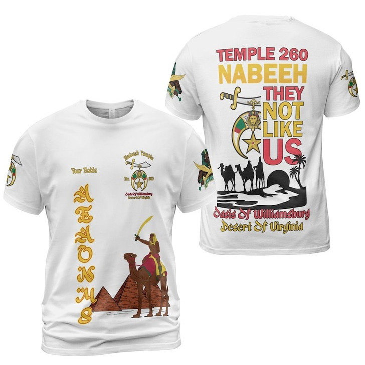 Custom Temple Name Nobles Mystic Shrine AEAONMS They Not Like Us Freemasonry 3D T-shirt Size S-5XL