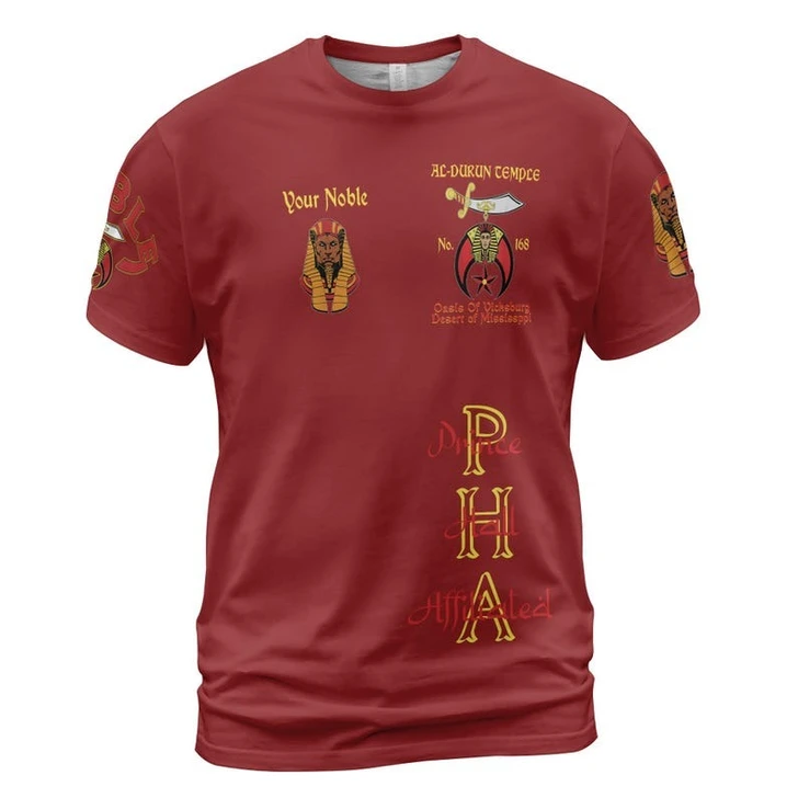 Custom Temple Name Nobles Mystic Shrine AEAONMS King Of The Desert Freemasonry 3D T-shirt Size S-5XL