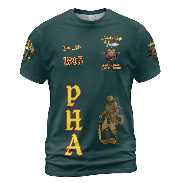 Custom Temple Name Nobles Mystic Shrine AEAONMS Kaaba Guardian PHA 1893 Freemasonry 3D T-shirt Size S-5XL