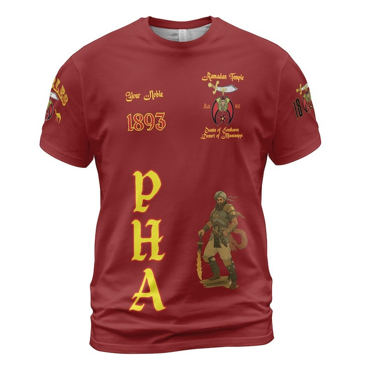 Custom Temple Name Nobles Mystic Shrine AEAONMS Kaaba Guardian PHA 1893 Freemasonry 3D T-shirt Size S-5XL