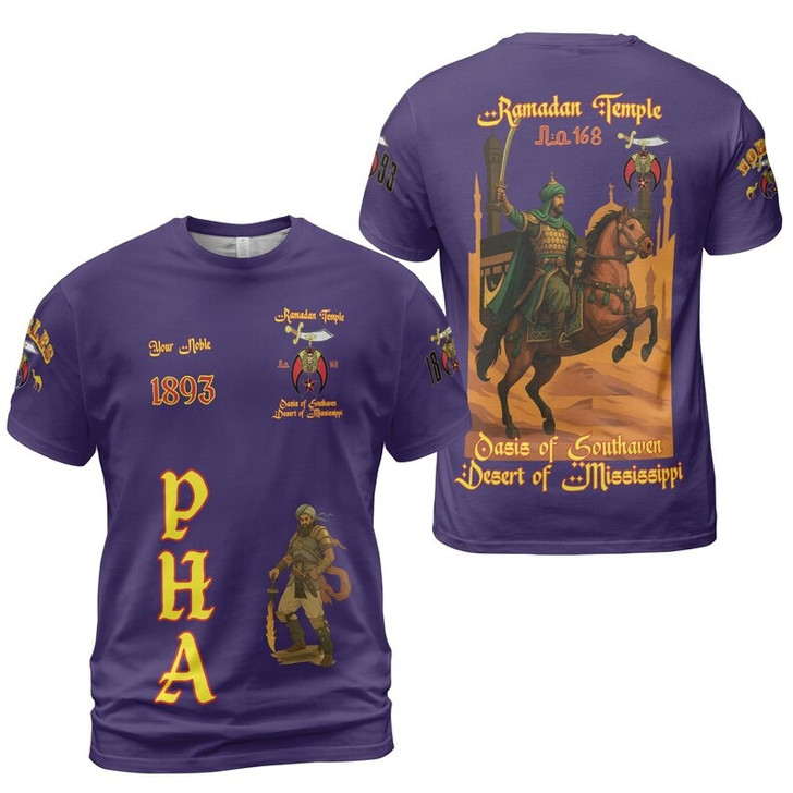 Custom Temple Name Nobles Mystic Shrine AEAONMS Kaaba Guardian PHA 1893 Freemasonry 3D T-shirt Size S-5XL
