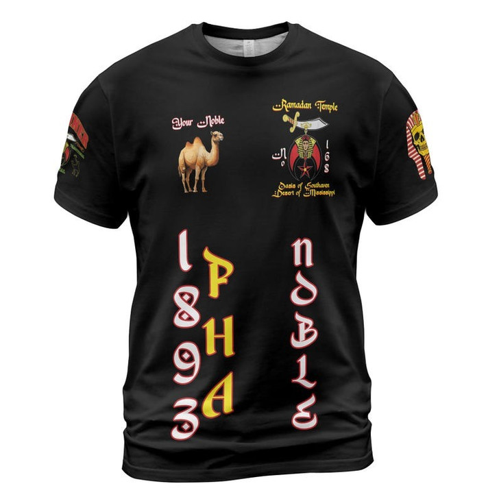 Custom Temple Name Nobles Mystic Shrine AEAONMS 1893 PHA Mythical Pharaoh Freemasonry 3D T-shirt Size S-5XL