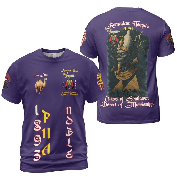 Custom Temple Name Nobles Mystic Shrine AEAONMS 1893 PHA Mythical Pharaoh Freemasonry 3D T-shirt Size S-5XL