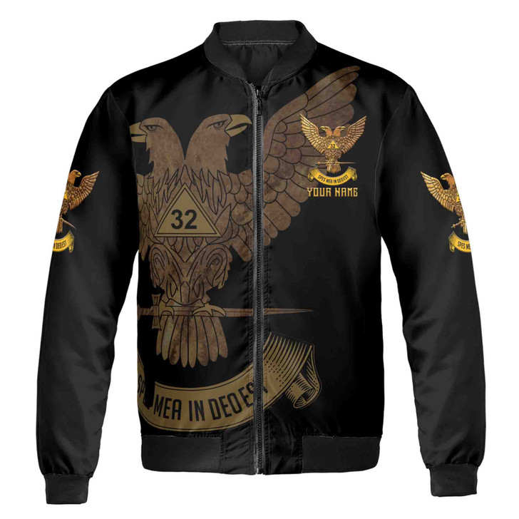 Custom Scottish Rite 32 Degree Eagle Wings Up Masonic Unisex Bomber Jacket S-5XL