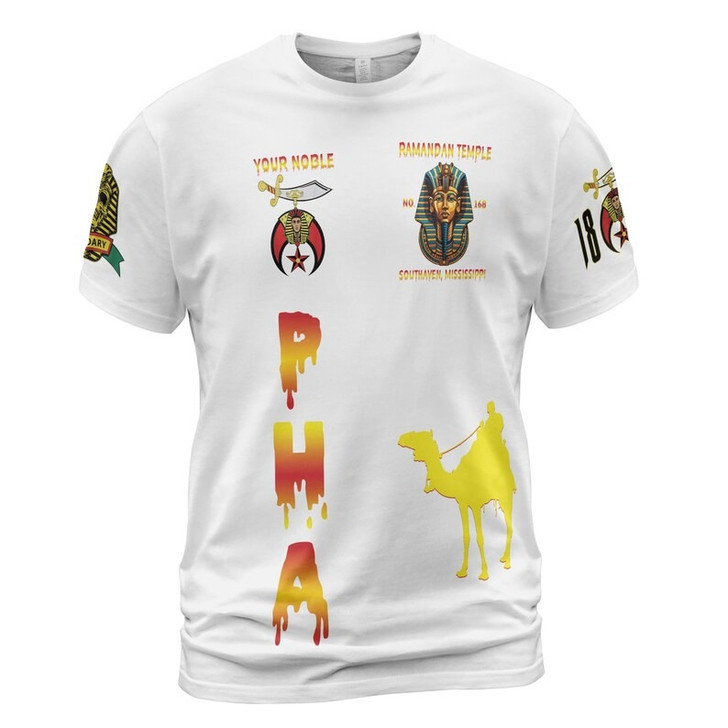 Custom Temple Name Nobles Mystic Shrine AEAONMS Pharaoh King 1893 PHA Freemasonry 3D T-shirt Size S-5XL
