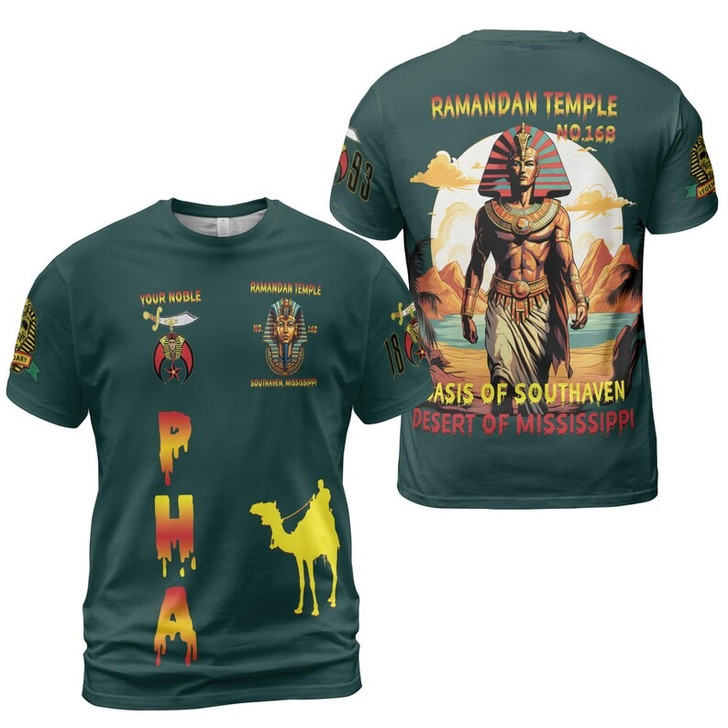 Custom Temple Name Nobles Mystic Shrine AEAONMS Pharaoh King 1893 PHA Freemasonry 3D T-shirt Size S-5XL