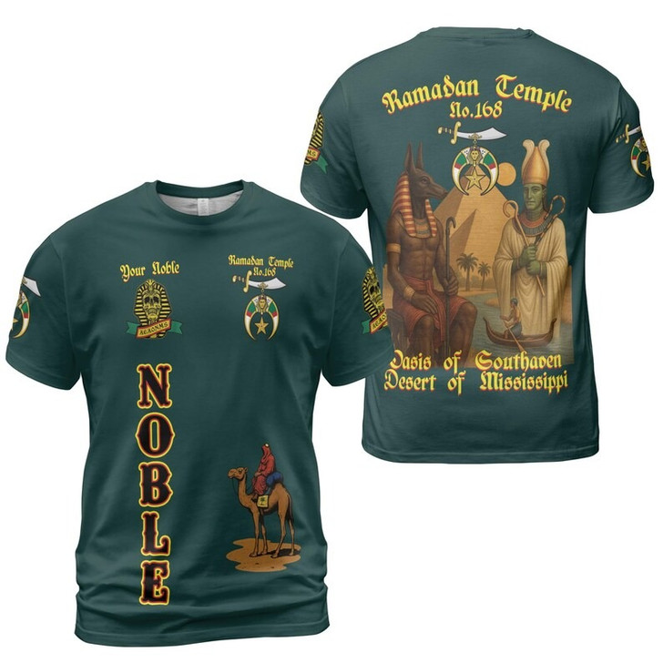 Custom Temple Name Nobles Mystic Shrine AEAONMS Ra And Anubis Nile Freemasonry 3D T-shirt Size S-5XL