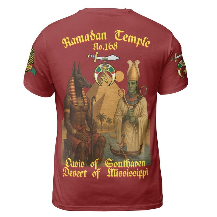 Custom Temple Name Nobles Mystic Shrine AEAONMS Ra And Anubis Nile Freemasonry 3D T-shirt Size S-5XL