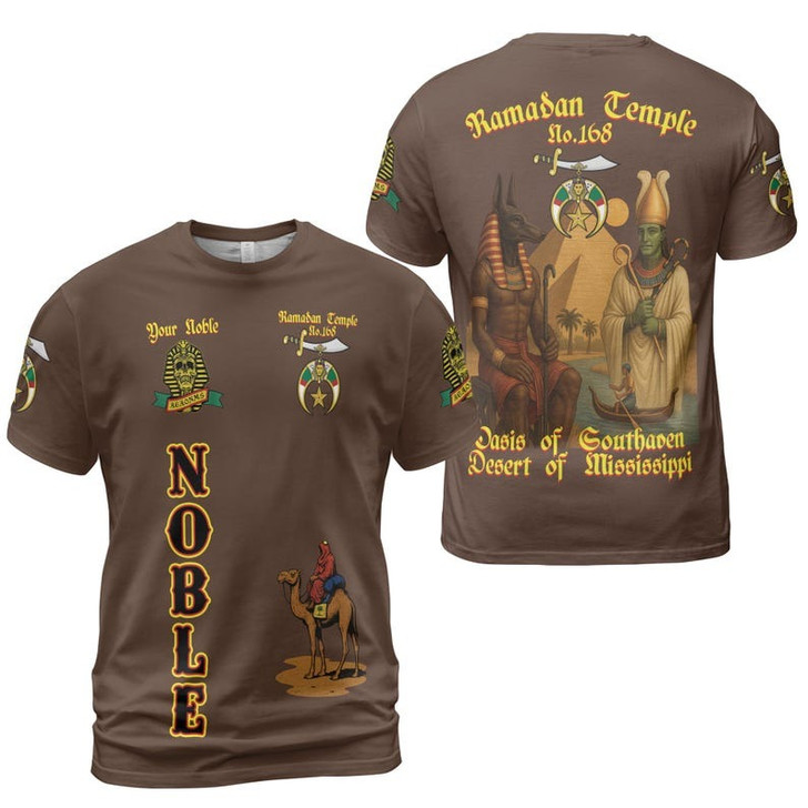 Custom Temple Name Nobles Mystic Shrine AEAONMS Ra And Anubis Nile Freemasonry 3D T-shirt Size S-5XL