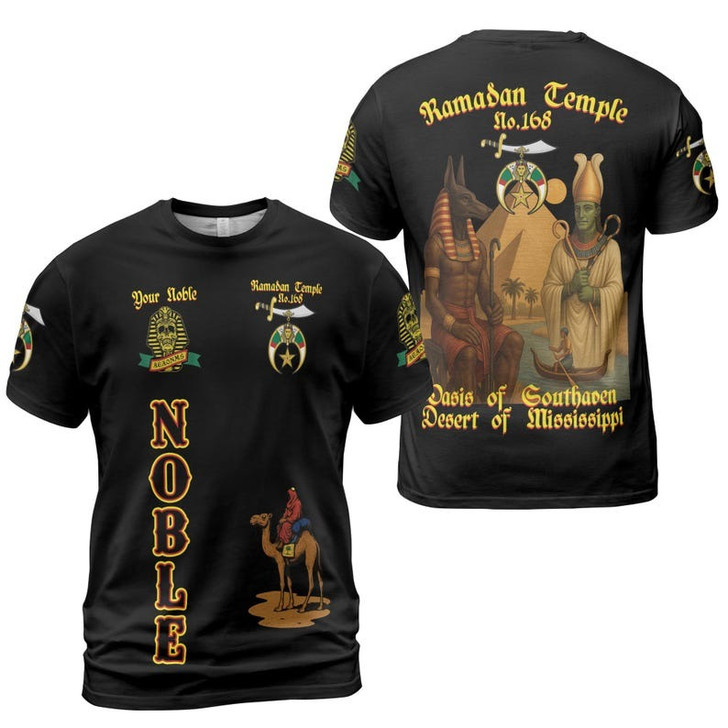 Custom Temple Name Nobles Mystic Shrine AEAONMS Ra And Anubis Nile Freemasonry 3D T-shirt Size S-5XL