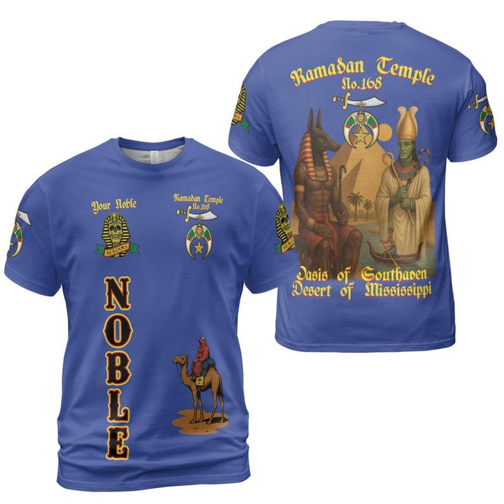Custom Temple Name Nobles Mystic Shrine AEAONMS Ra And Anubis Nile Freemasonry 3D T-shirt Size S-5XL