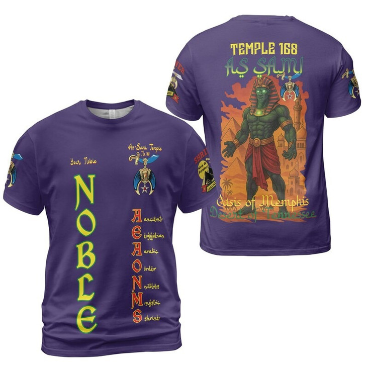 Custom Temple Name Nobles Mystic Shrine AEAONMS Pharaoh Pyramids Legendary Freemasonry 3D T-shirt Size S-5XL