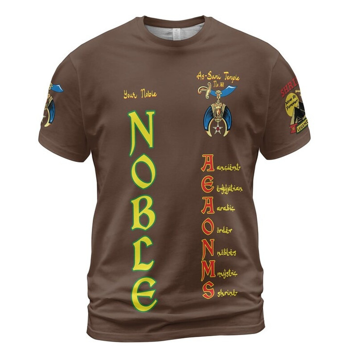 Custom Temple Name Nobles Mystic Shrine AEAONMS Pharaoh Pyramids Legendary Freemasonry 3D T-shirt Size S-5XL