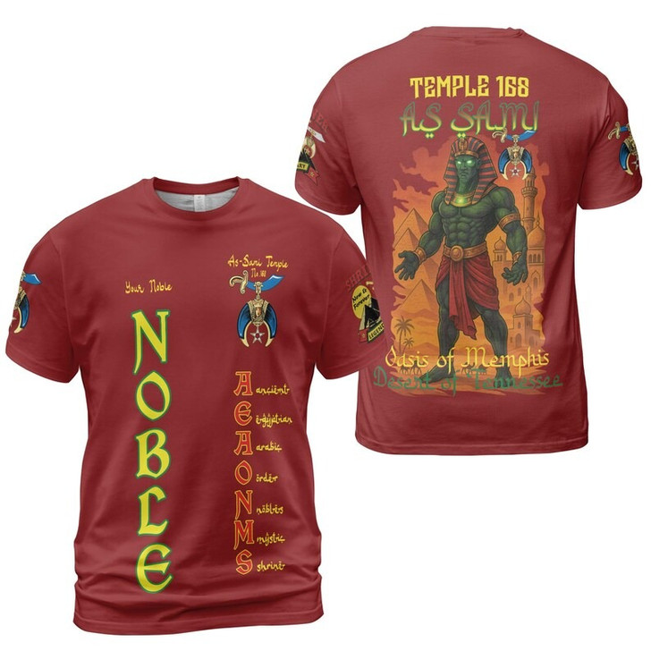 Custom Temple Name Nobles Mystic Shrine AEAONMS Pharaoh Pyramids Legendary Freemasonry 3D T-shirt Size S-5XL