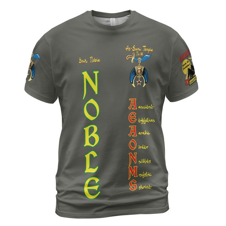 Custom Temple Name Nobles Mystic Shrine AEAONMS Pharaoh Pyramids Legendary Freemasonry 3D T-shirt Size S-5XL