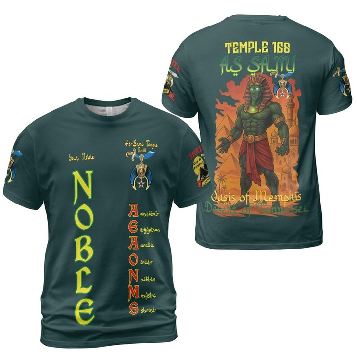 Custom Temple Name Nobles Mystic Shrine AEAONMS Pharaoh Pyramids Legendary Freemasonry 3D T-shirt Size S-5XL